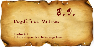 Bogárdi Vilmos névjegykártya